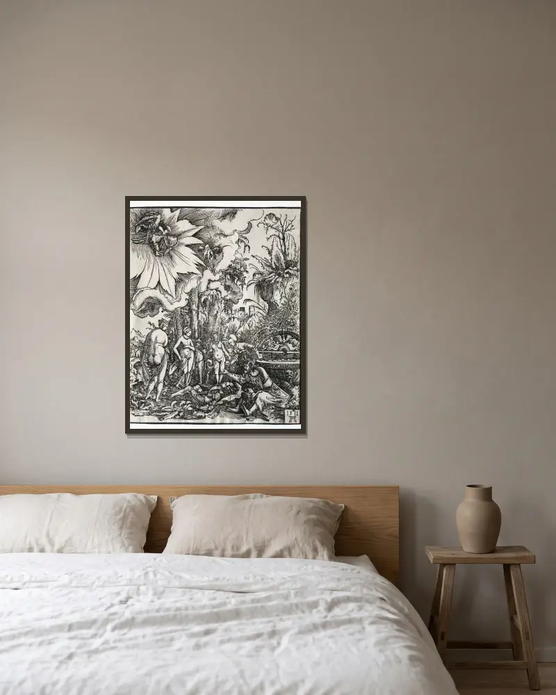 Das Parisurteil von Albrecht Altdorfer gerahmt an einer Wand