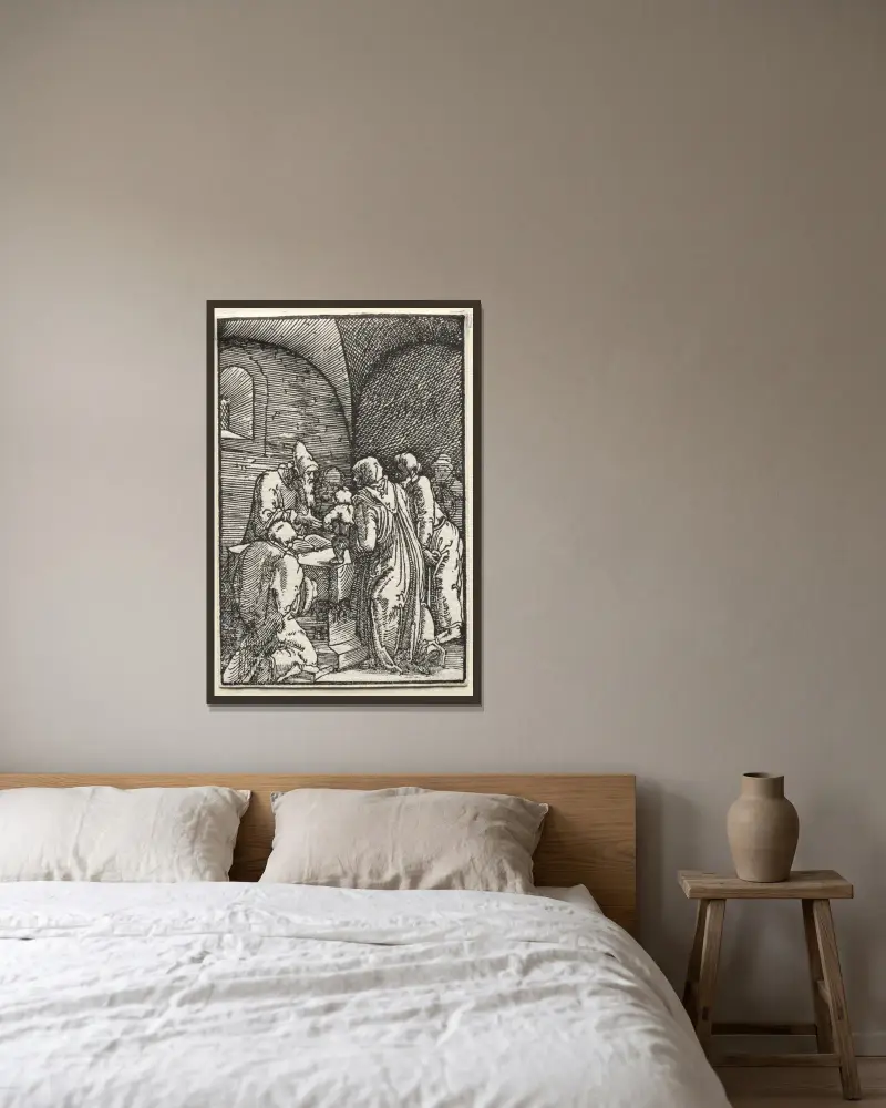 Obětování Krista v chrámu, Albrecht Altdorfer v rámu na stěně