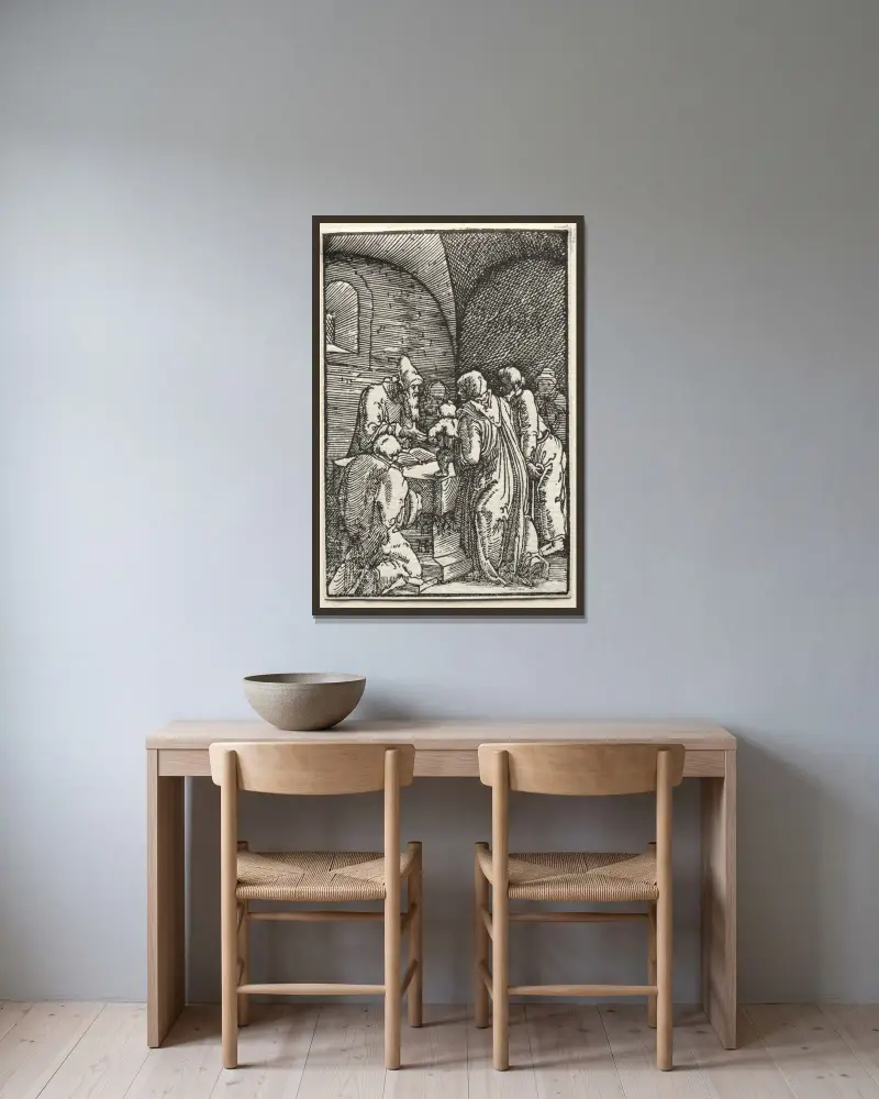 Obětování Krista v chrámu, Albrecht Altdorfer v rámu na stěně