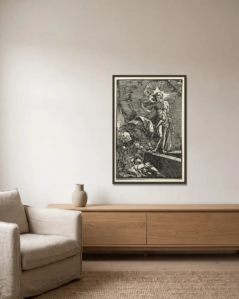 Die Auferstehung von Albrecht Altdorfer gerahmt an einer Wand