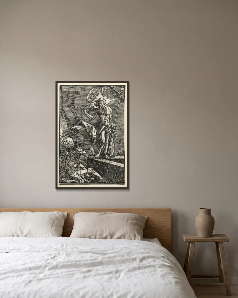 Die Auferstehung von Albrecht Altdorfer gerahmt an einer Wand
