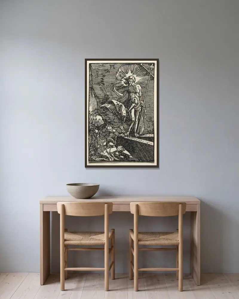Die Auferstehung von Albrecht Altdorfer gerahmt an einer Wand