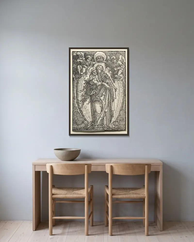 Jungfrun som himladrottning av Albrecht Altdorfer inramad på en vägg