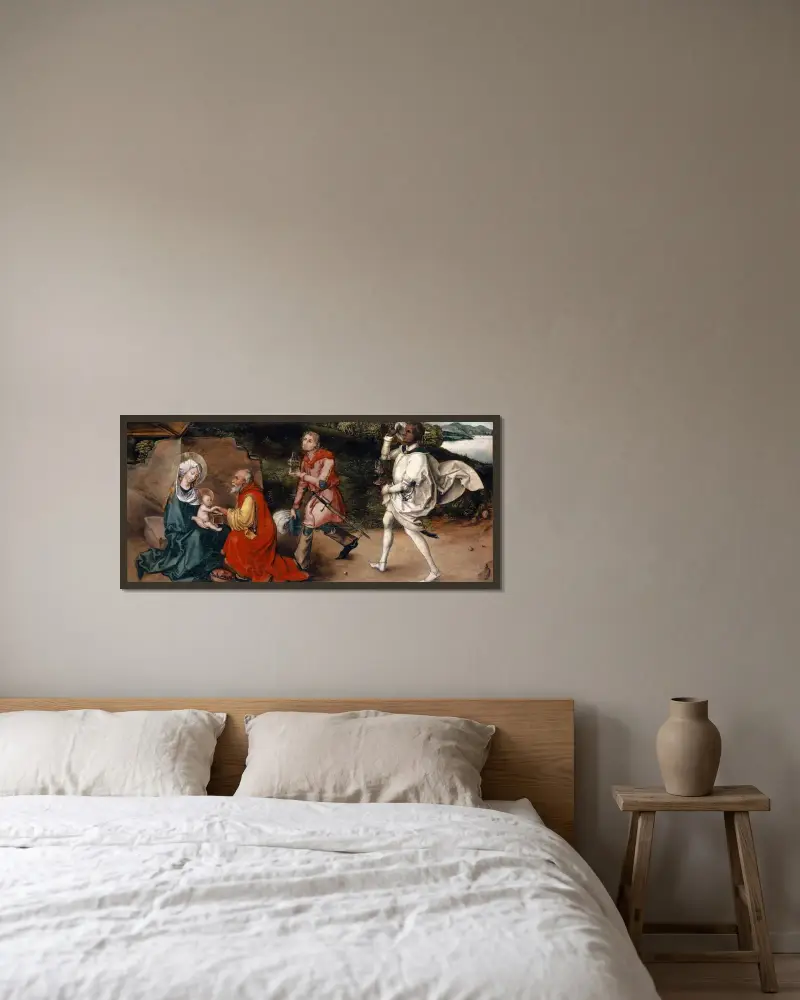Konungarnas tillbedjan av Albrecht Dürer inramad på en vägg