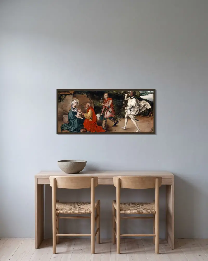 Konungarnas tillbedjan av Albrecht Dürer inramad på en vägg