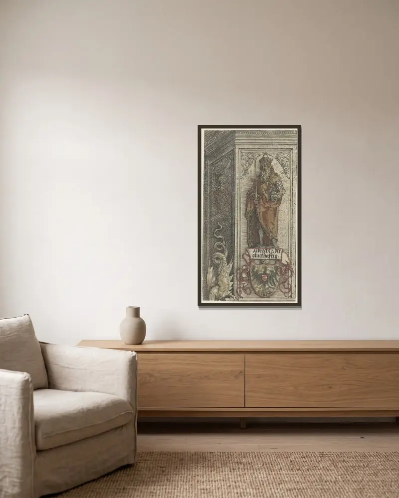Albrecht III. der Beherzte, Herzog von Sachsen von Albrecht Dürer gerahmt an einer Wand