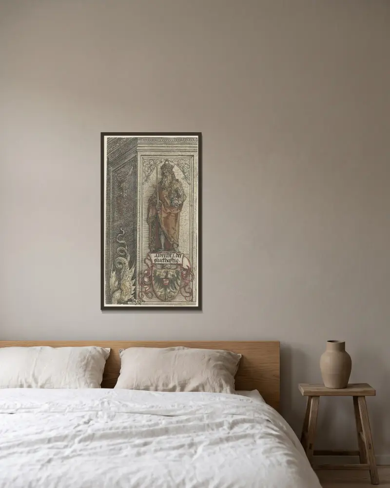 Albrecht III. der Beherzte, Herzog von Sachsen von Albrecht Dürer gerahmt an einer Wand