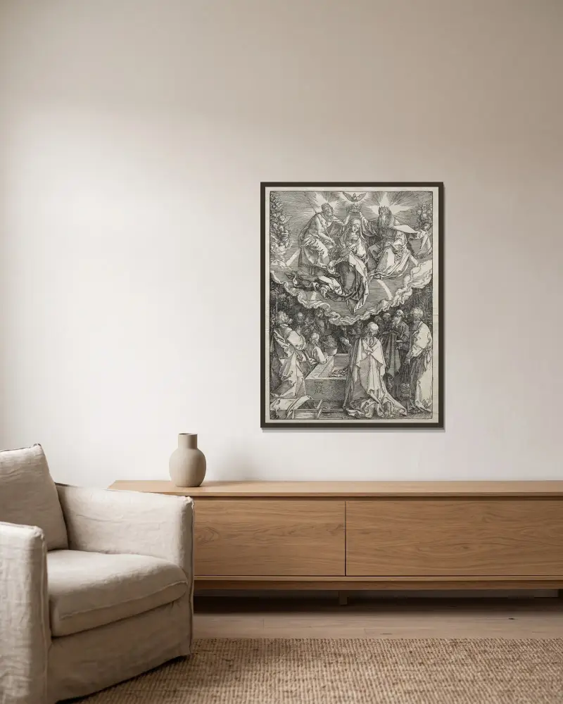 Mariä Himmelfahrt von Albrecht Dürer gerahmt an einer Wand
