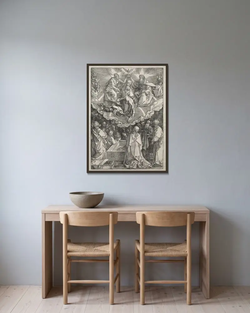 Mariä Himmelfahrt von Albrecht Dürer gerahmt an einer Wand