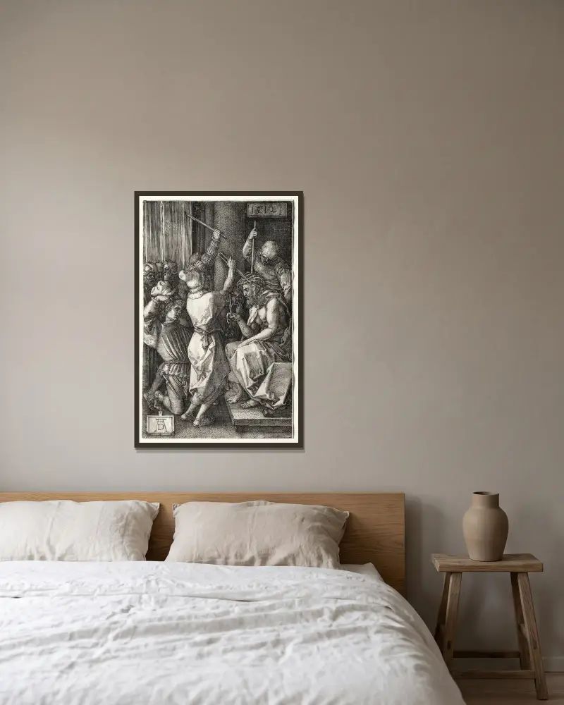 Christus mit der Dornenkrone von Albrecht Dürer gerahmt an einer Wand