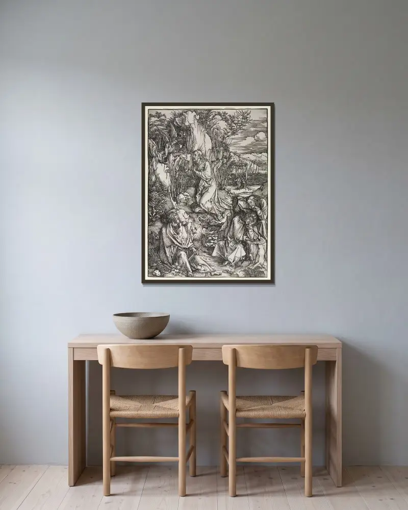Christus am Ölberg, 1497 von Albrecht Dürer gerahmt an einer Wand