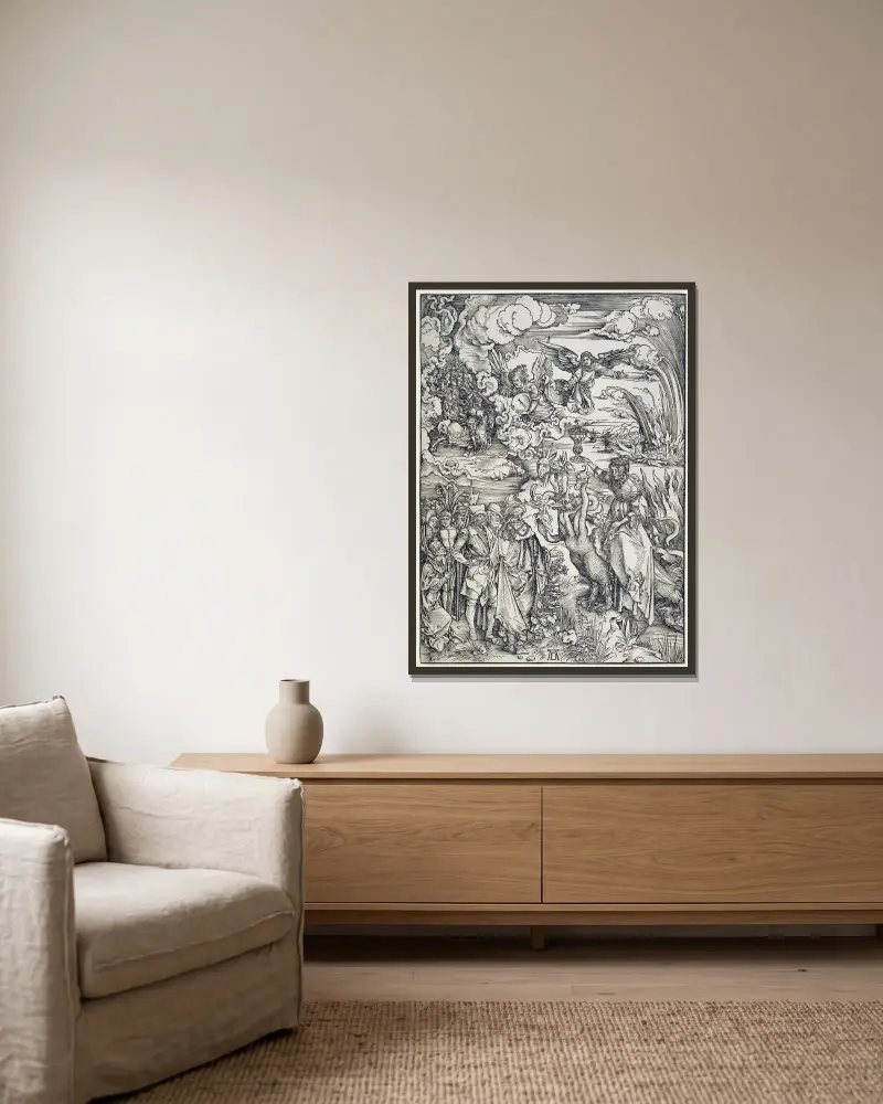 Das babylonische Weib von Albrecht Dürer gerahmt an einer Wand