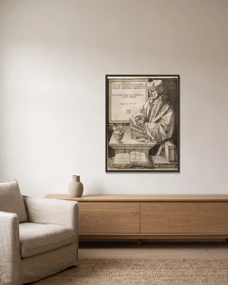Erasmus Rotterdamský, Albrecht Dürer v rámu na stěně