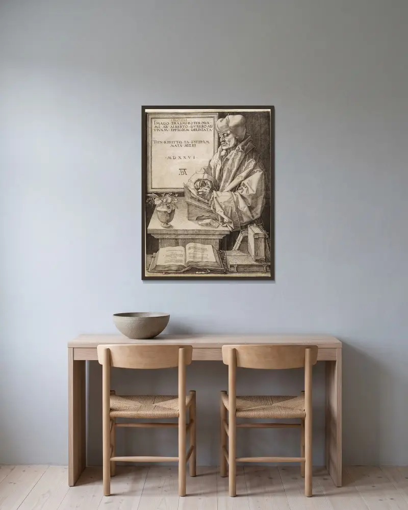 Erasmus Rotterdamský, Albrecht Dürer v rámu na stěně