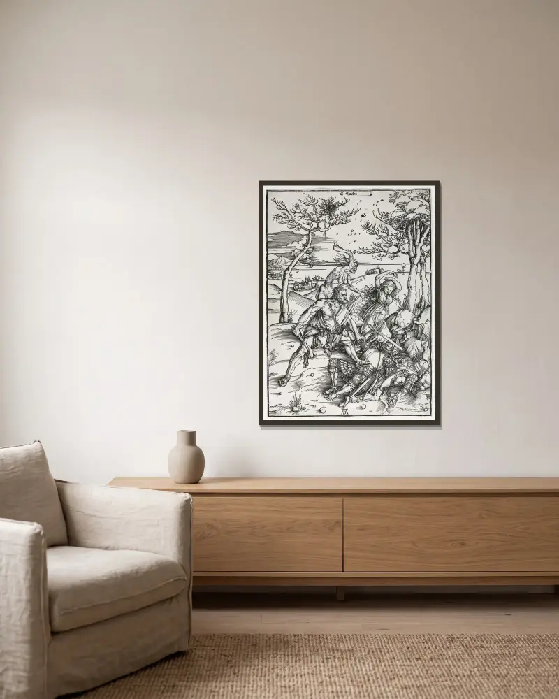 Herkules von Albrecht Dürer gerahmt an einer Wand