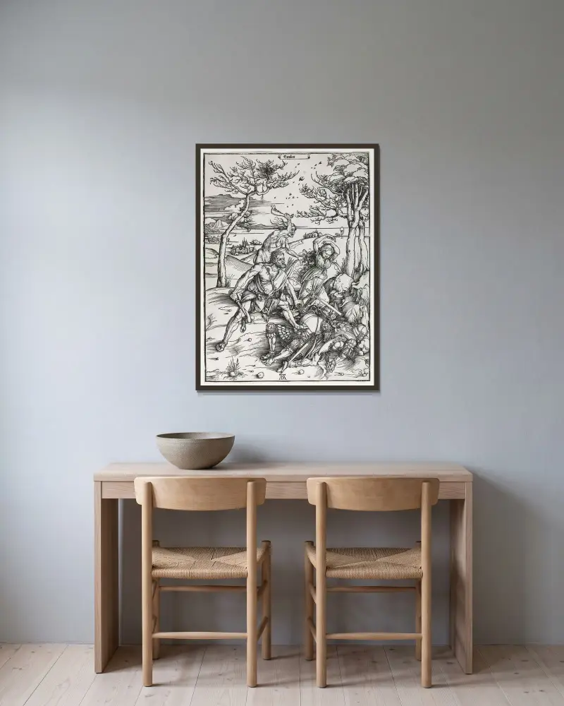 Herkules von Albrecht Dürer gerahmt an einer Wand