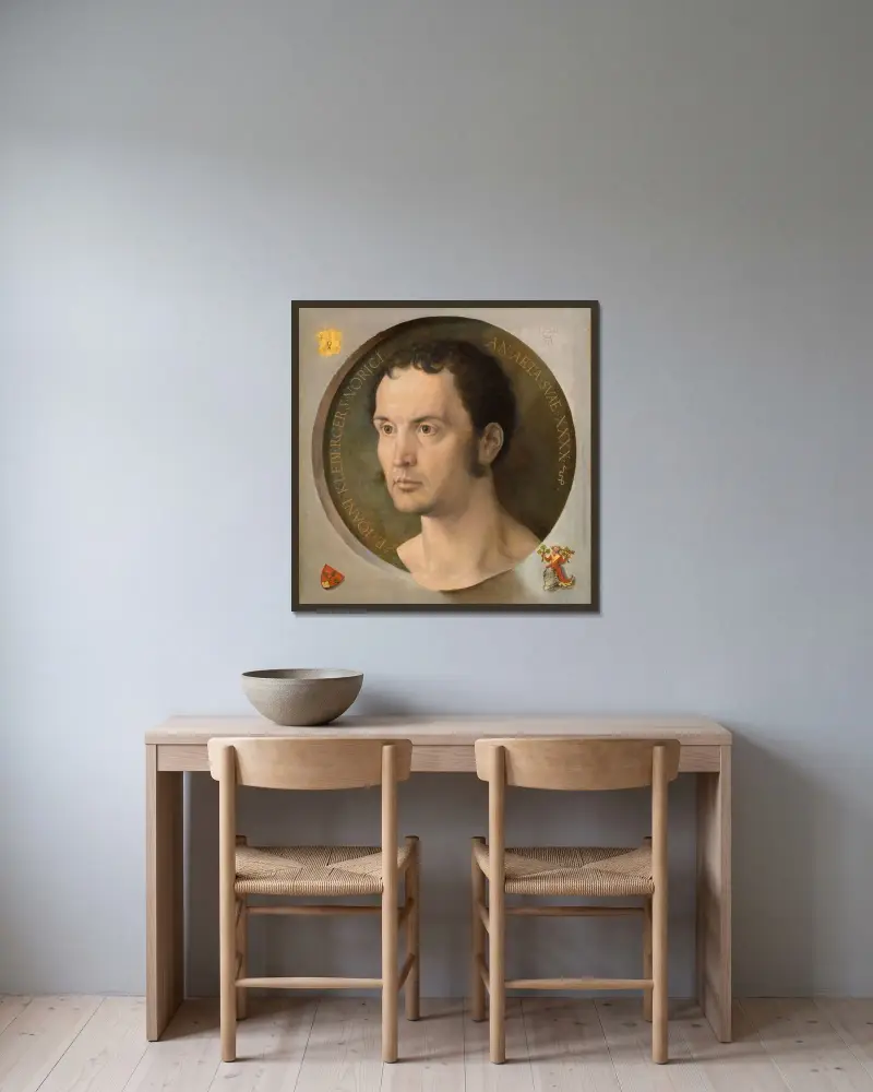 Johannes Kleberger av Albrecht Dürer inramad på en vägg