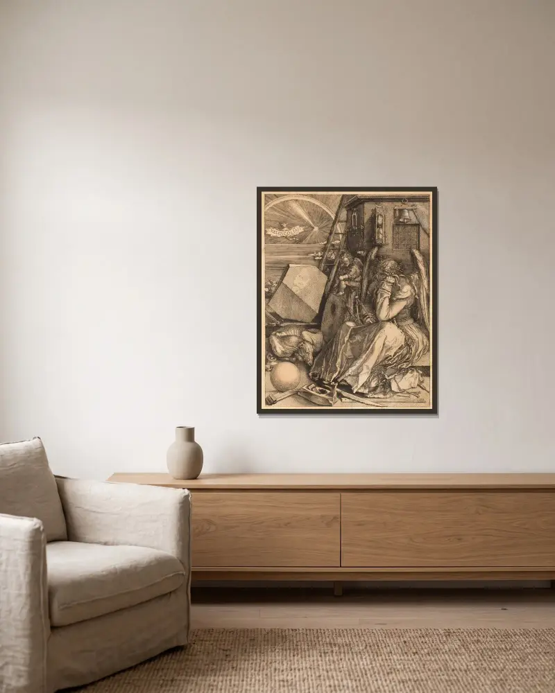 Melancholia I, Albrecht Dürer w ramie na ścianie