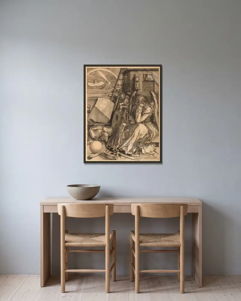 Melancholia I, Albrecht Dürer w ramie na ścianie