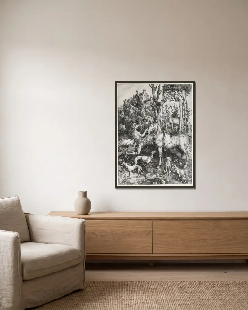 Svatý Eustach, Albrecht Dürer v rámu na stěně