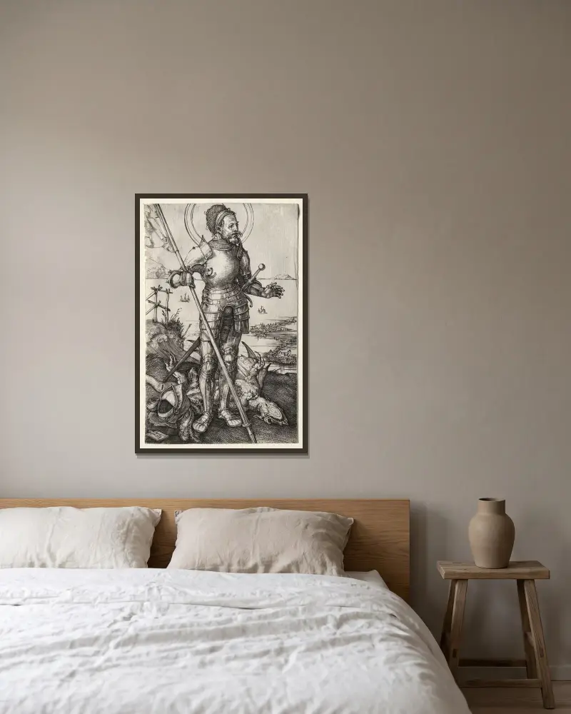 Der heilige Georg zu Fuß von Albrecht Dürer gerahmt an einer Wand