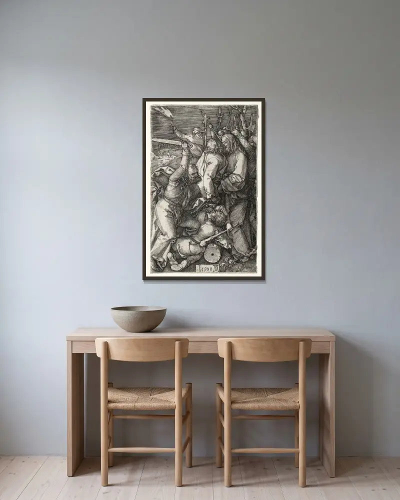 Judas förråder Kristus av Albrecht Dürer inramad på en vägg