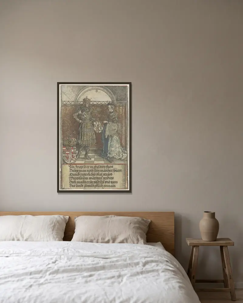 Det burgundiska bröllopet av Albrecht Dürer inramad på en vägg