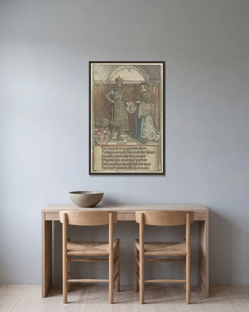 Det burgundiska bröllopet av Albrecht Dürer inramad på en vägg