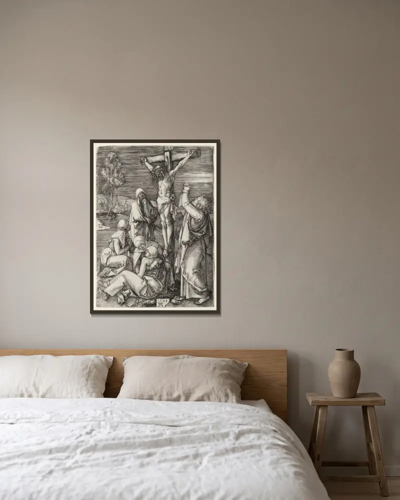 Ukřižování, 1508, Albrecht Dürer v rámu na stěně