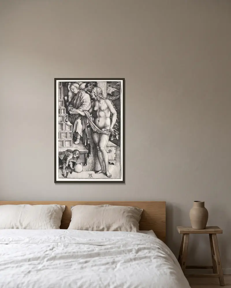 Der Traum des Doktors von Albrecht Dürer gerahmt an einer Wand