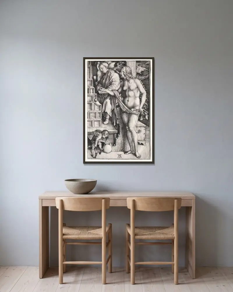Der Traum des Doktors von Albrecht Dürer gerahmt an einer Wand