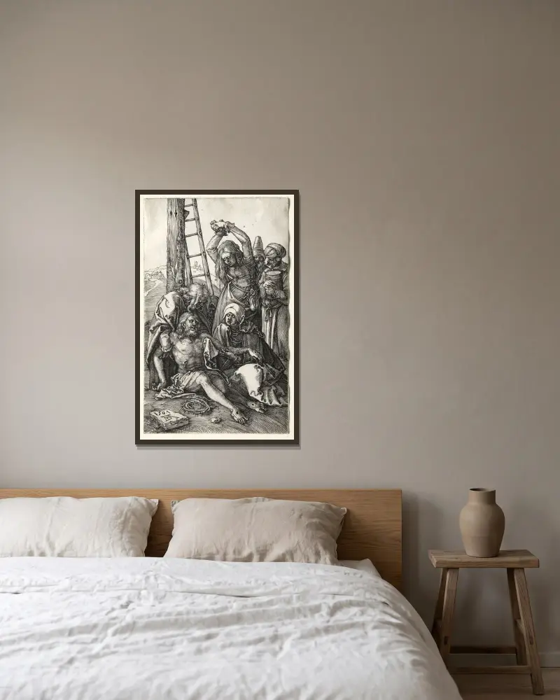Die Beweinung Christi von Albrecht Dürer gerahmt an einer Wand