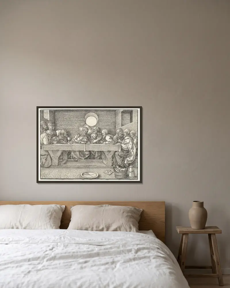 Das Abendmahl, 1523 von Albrecht Dürer gerahmt an einer Wand