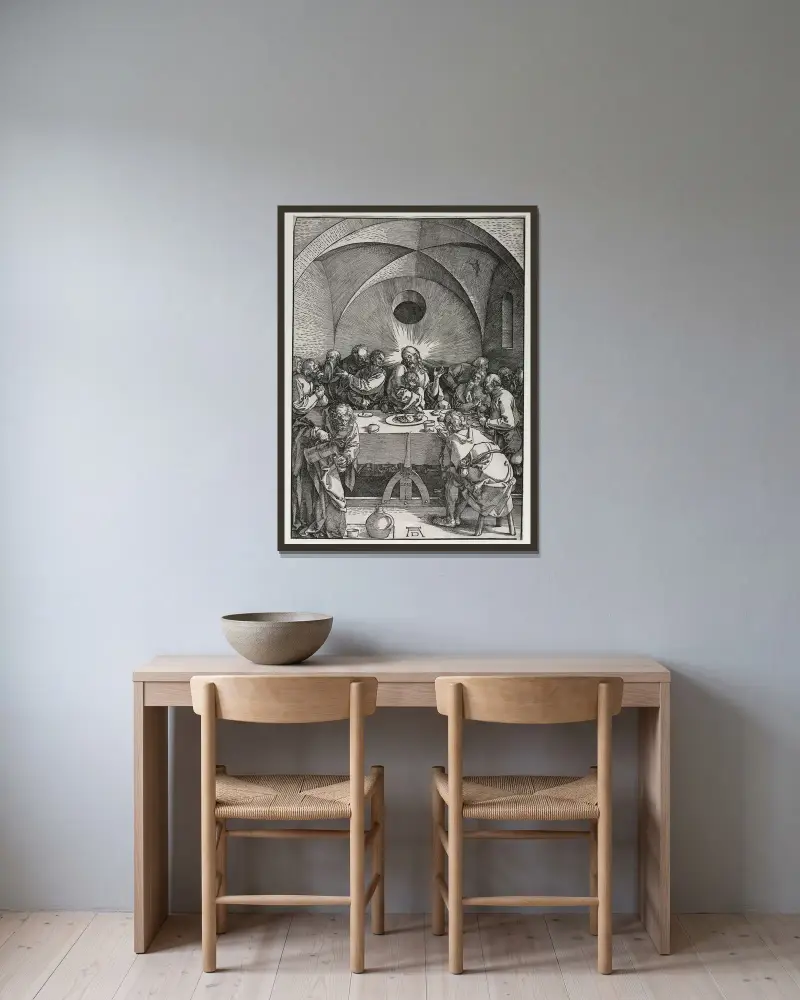 Poslední večeře, 1510, Albrecht Dürer v rámu na stěně