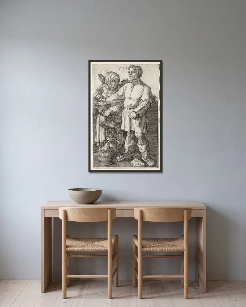 Bönder på marknaden av Albrecht Dürer inramad på en vägg