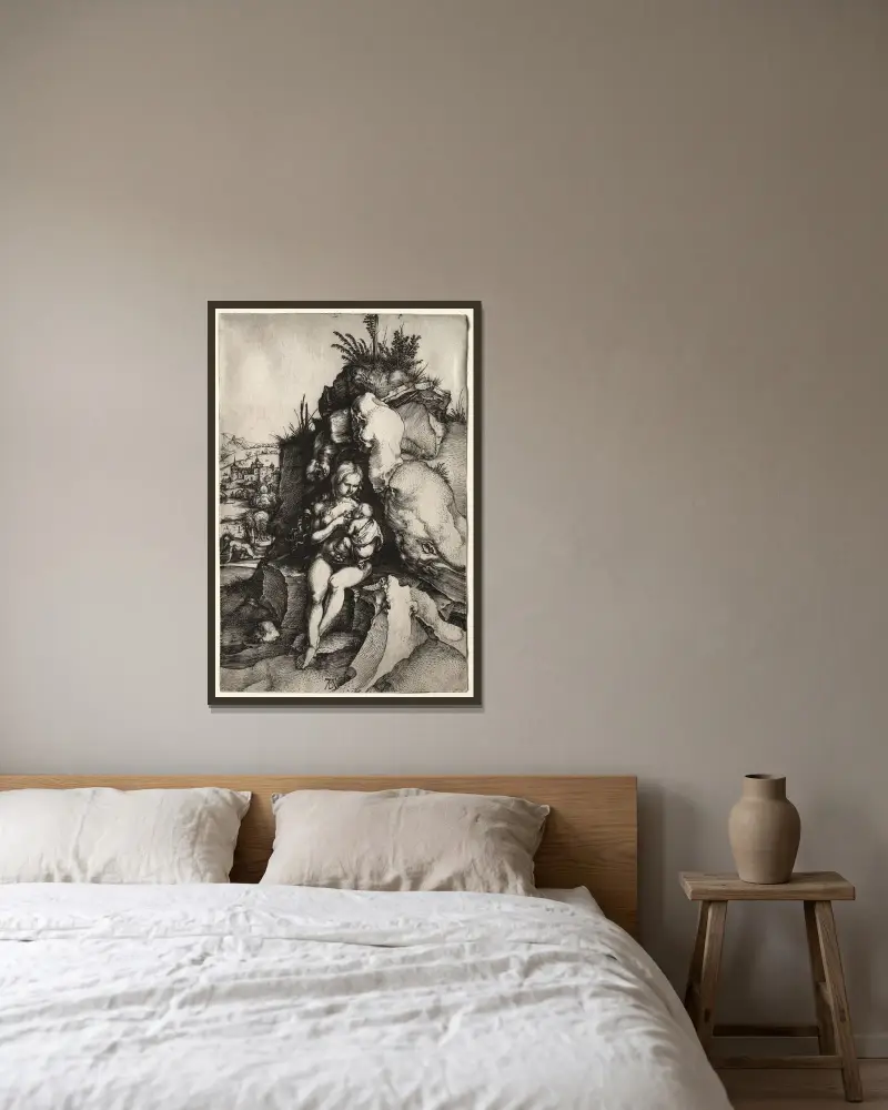Johannes Chrysostomos botgöring av Albrecht Dürer inramad på en vägg