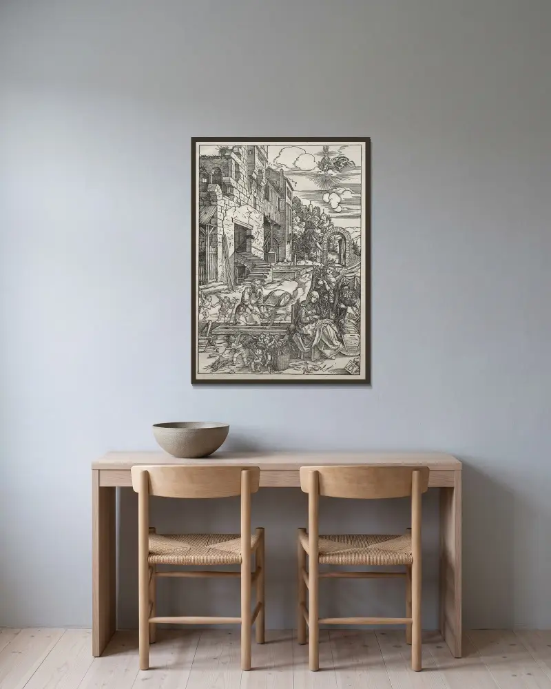 Die Ruhe auf der Flucht nach Ägypten, 1504 – Nr. 2 von Albrecht Dürer gerahmt an einer Wand