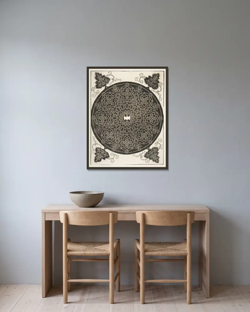 The Third Knot. Interlaced Roundel with Eight Wreaths and a Scalloped Shield in its Center av Albrecht Dürer inramad på en vägg