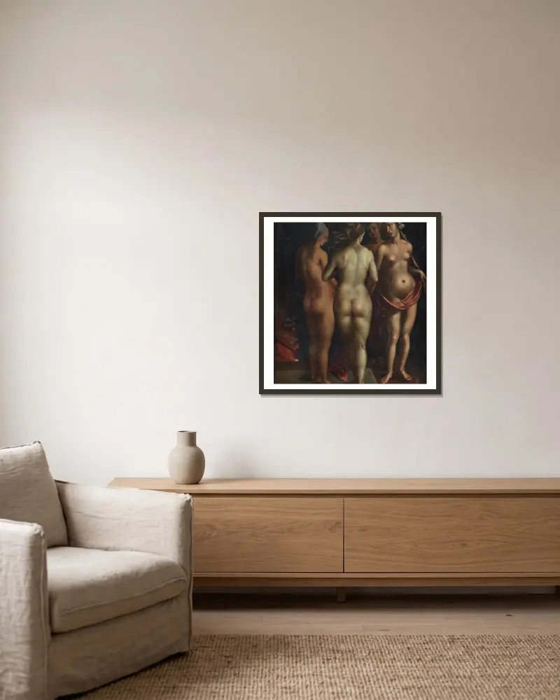 Venus and the Three Graces av Albrecht Dürer inramad på en vägg