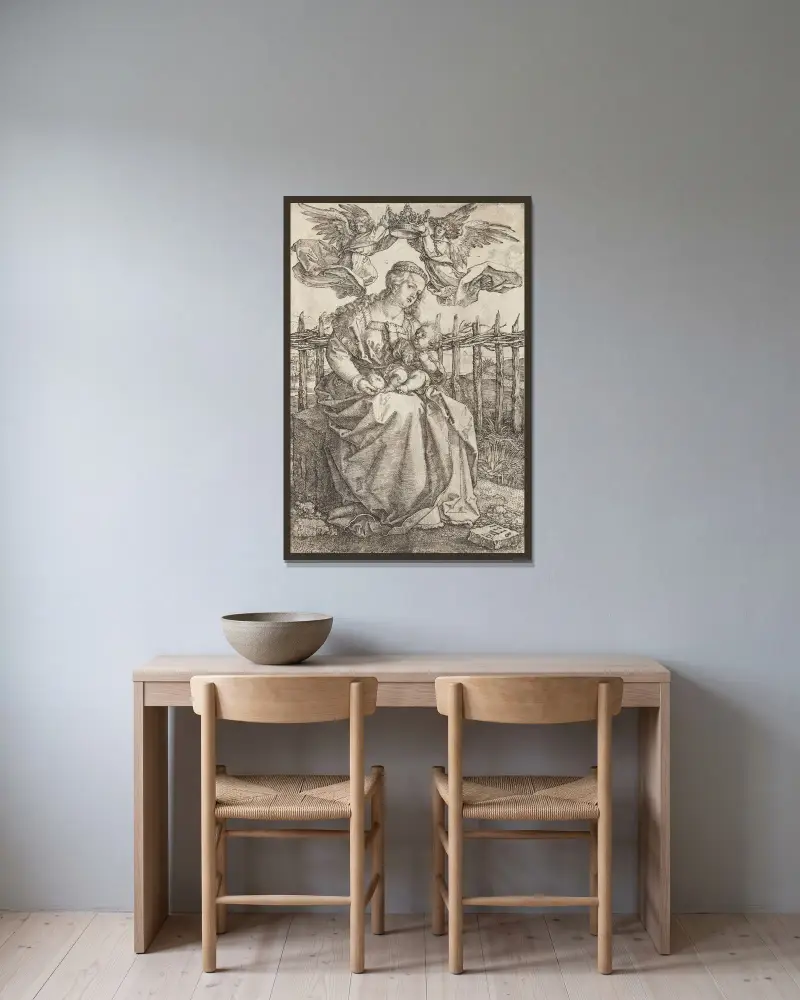 Koronacja Marii przez dwa anioły, Albrecht Dürer w ramie na ścianie
