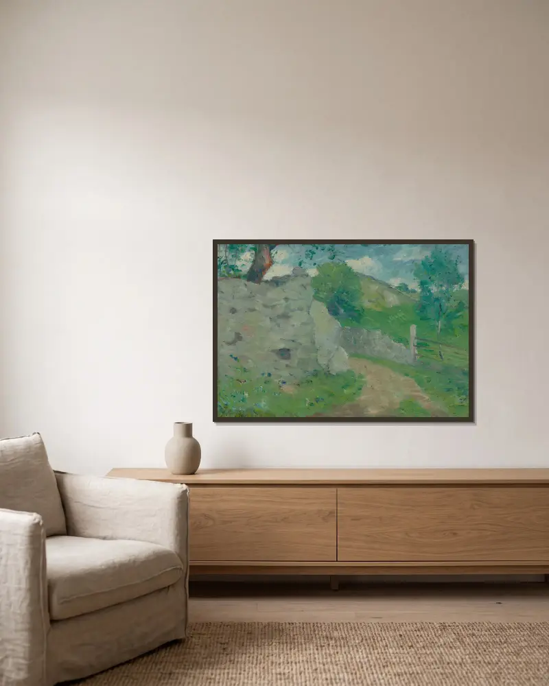 Eine französische Landstraße von Julian Alden Weir gerahmt an einer Wand
