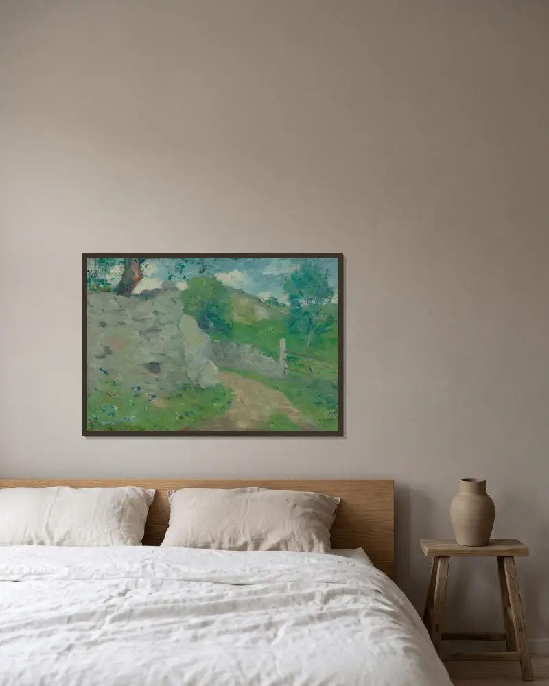 Eine französische Landstraße von Julian Alden Weir gerahmt an einer Wand