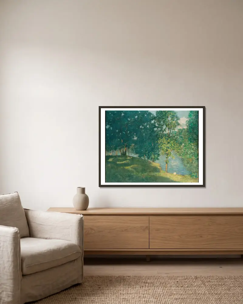 Nachmittag am Teich von Julian Alden Weir gerahmt an einer Wand