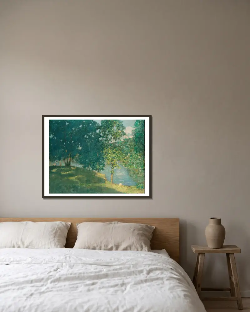 Nachmittag am Teich von Julian Alden Weir gerahmt an einer Wand