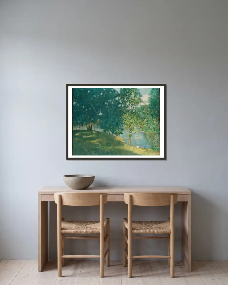 Nachmittag am Teich von Julian Alden Weir gerahmt an einer Wand