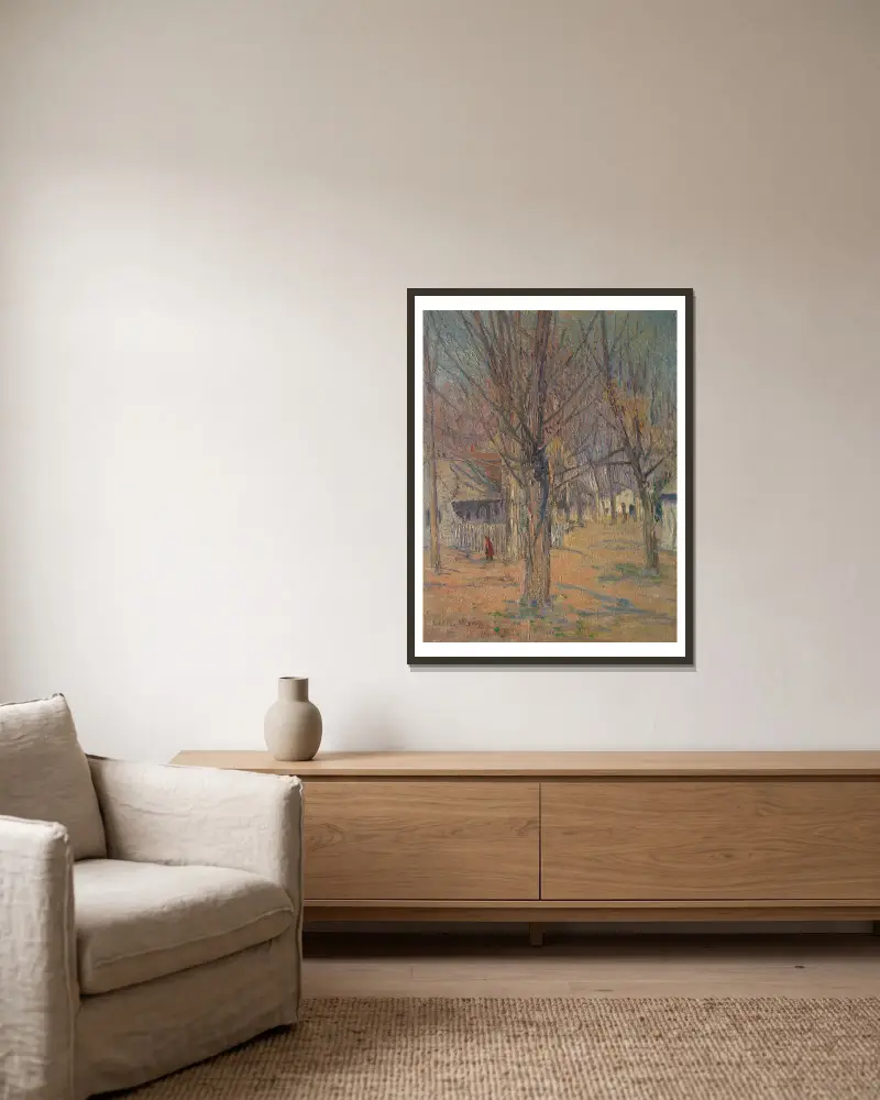 Dorf in Connecticut (Auf dem Weg zur Schule) von Julian Alden Weir gerahmt an einer Wand