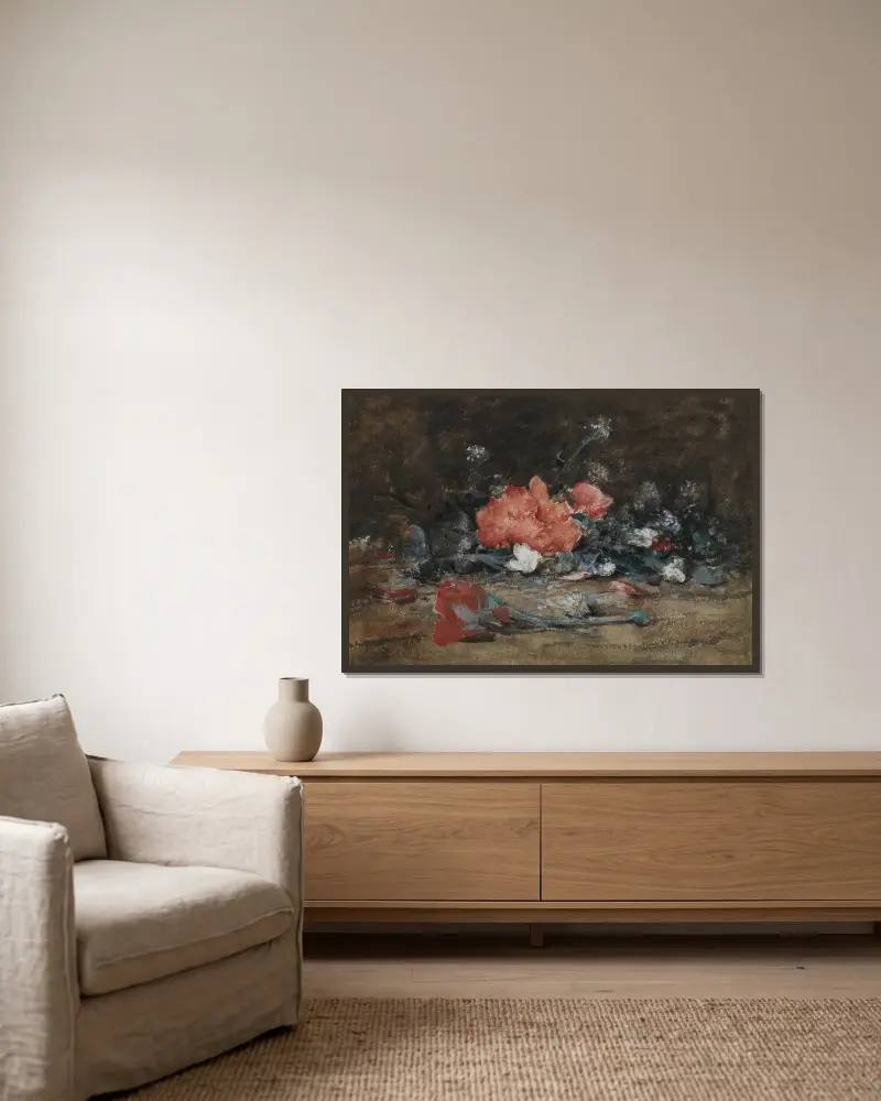 Kwiaty, Julian Alden Weir w ramie na ścianie