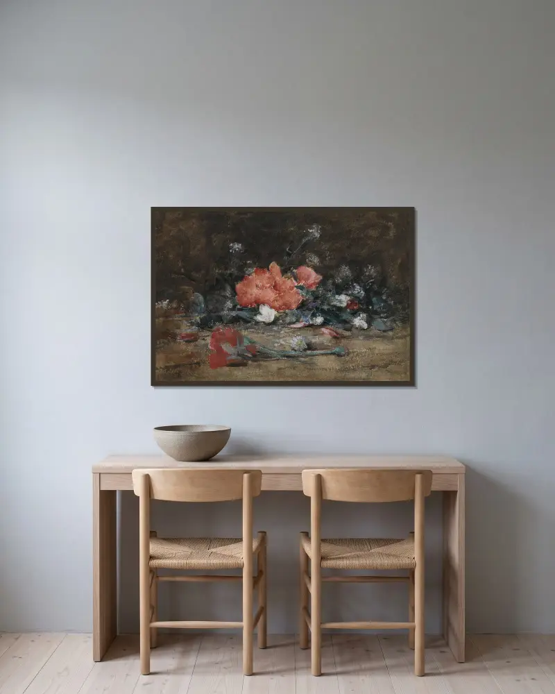 Kwiaty, Julian Alden Weir w ramie na ścianie
