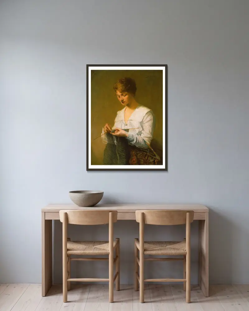 Robienie na drutach dla żołnierzy, Julian Alden Weir w ramie na ścianie
