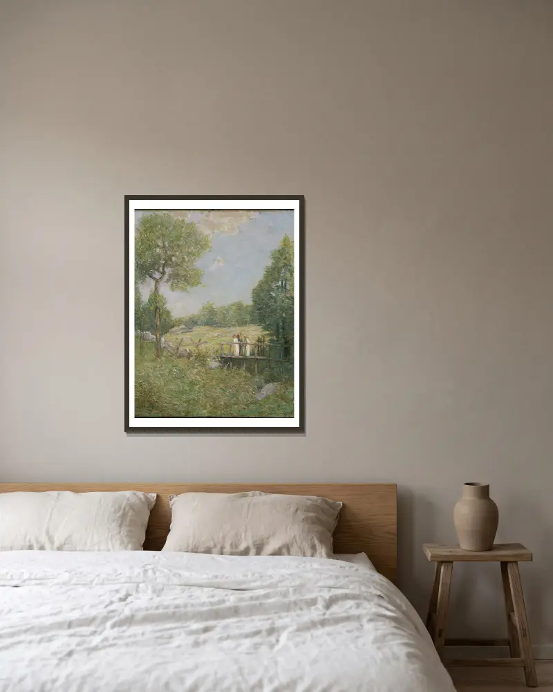 Die Fischergesellschaft von Julian Alden Weir gerahmt an einer Wand